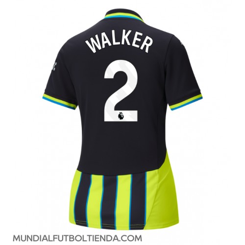 Camiseta Manchester City Kyle Walker #2 Segunda Equipación Replica 2024-25 para mujer mangas cortas